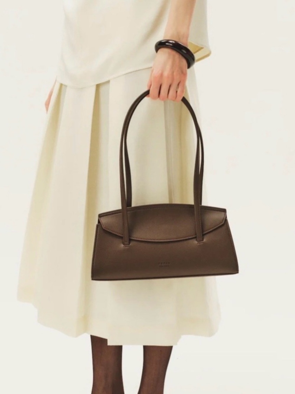 Freja Dark Brown Leather Shoulder Bag - Picture 2 of 5